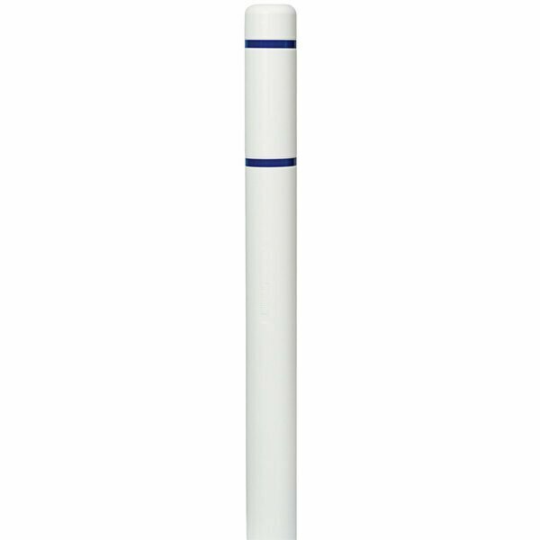 Innoplast BollardGard 4 11/16'' x 52'' White Bollard Cover with Blue Reflective Stripes BC452WB 269BC452WB